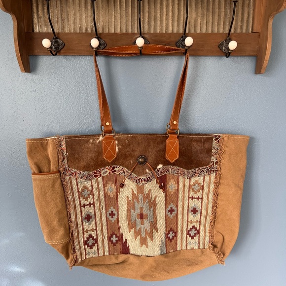 Myra Bag Brown and Tan Travel Bag - Picture 1 of 6